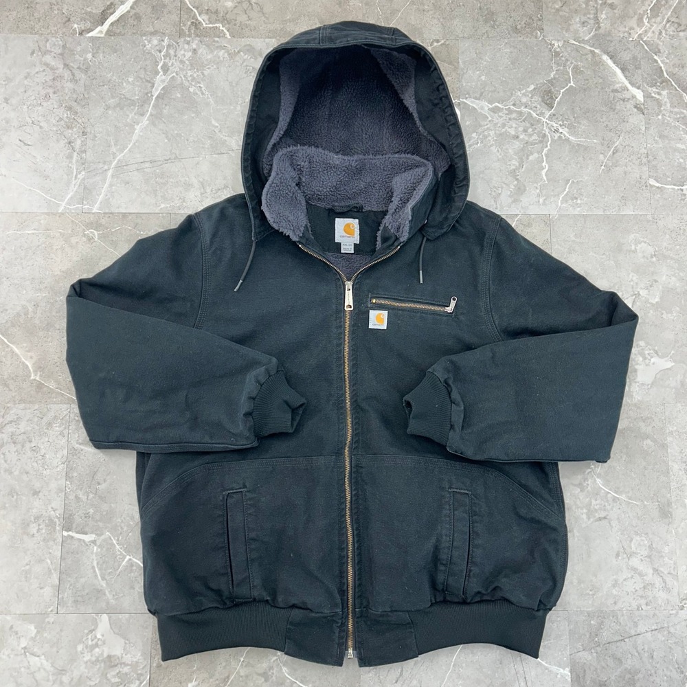 Carhartt Wildwood Jacket Womens 2XL Sherpa Lined Faded Workwear Coat Black